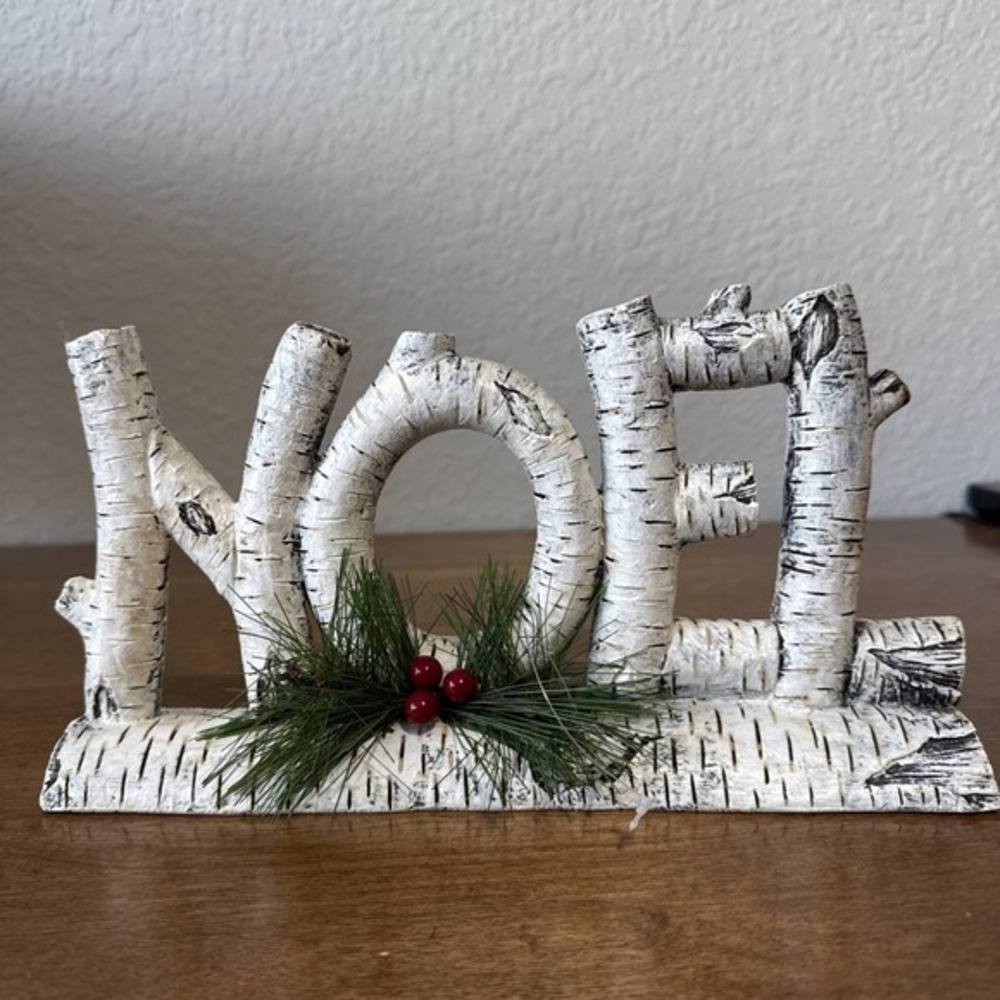 Rustic Birch Wood Look Resin "Noel"‎ Tabletop Decor